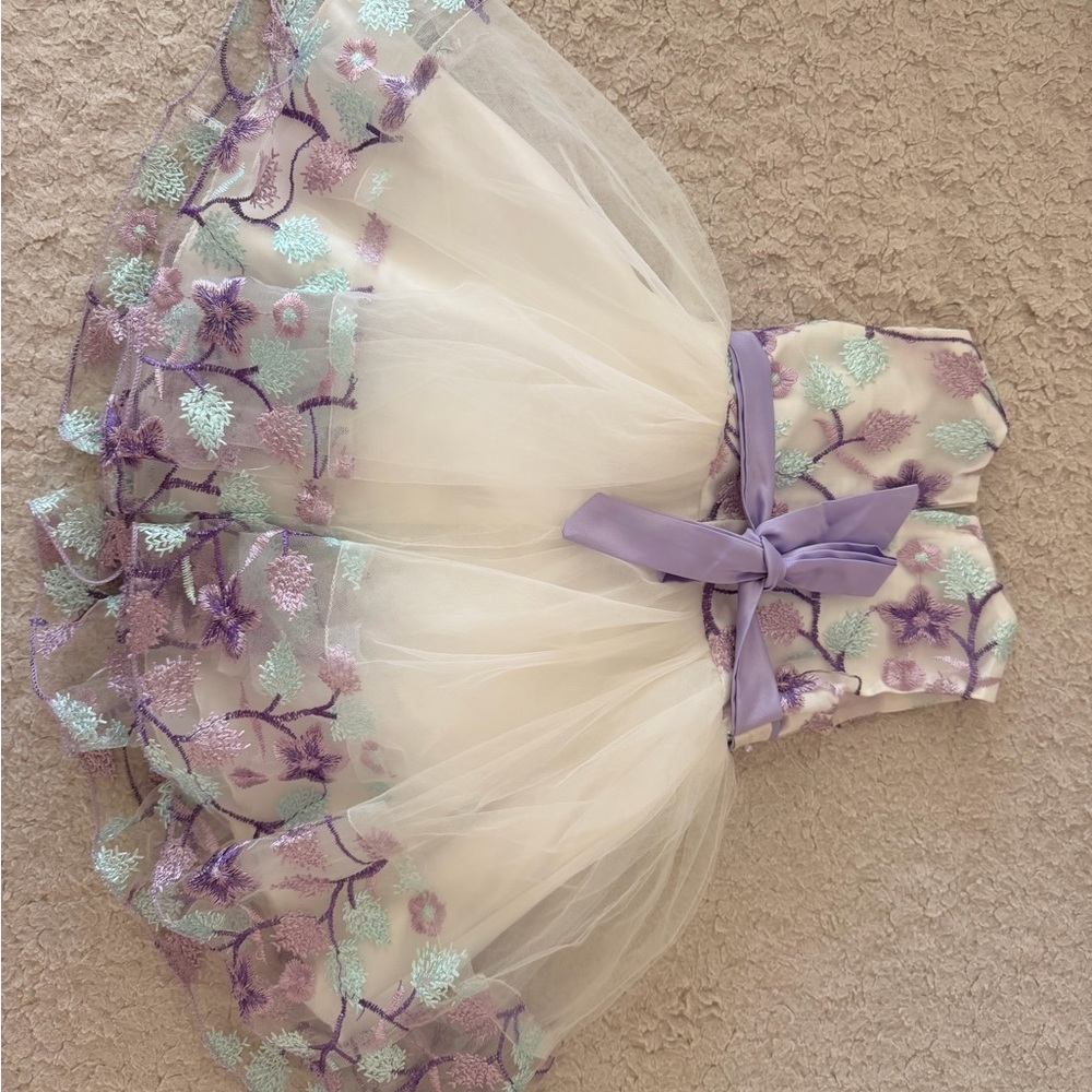 Floral Embroidered Dress with Purple Accents - Picture 2 of 3